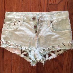 LF Light green cut out shorts